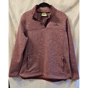 Kathmandu Women's Waffle Pullover Sweatshirt Size 8 Heather Maroon Zip Pockets